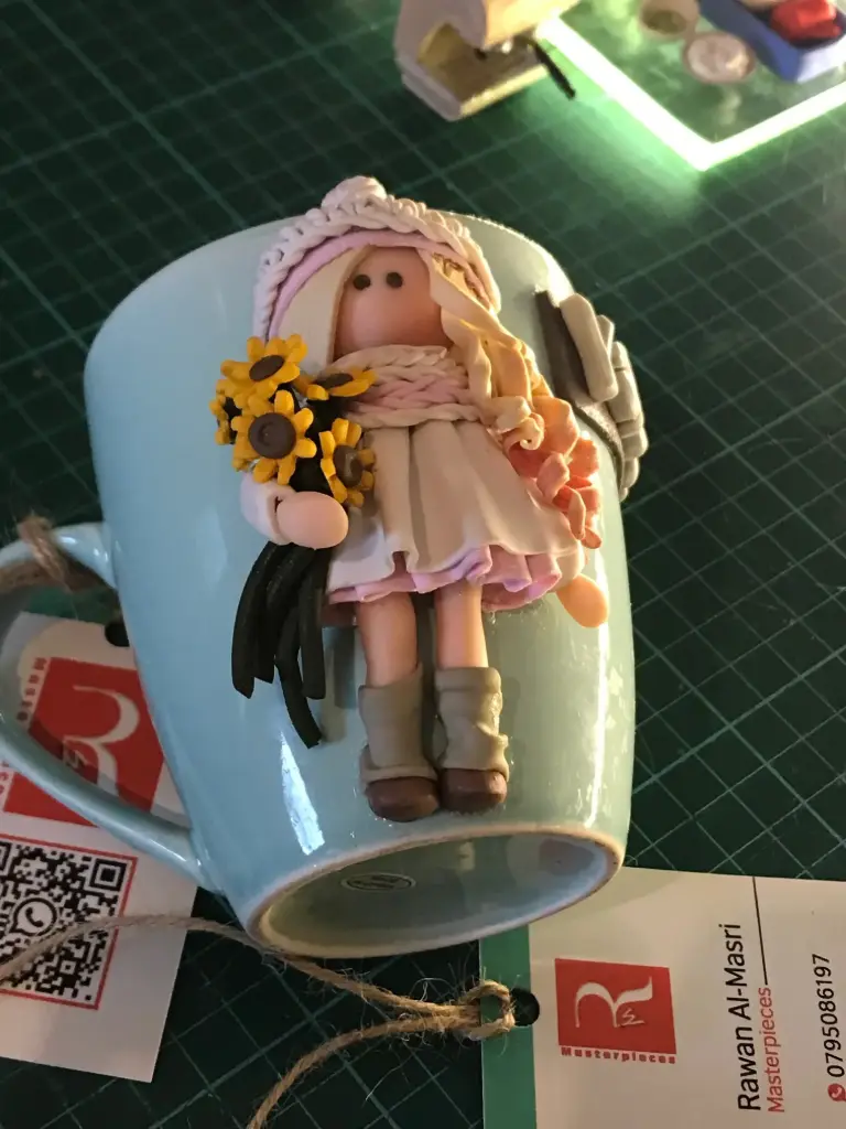 Custom coffee mug with cute 3d tilda doll, personalized mug, coworker gift, for daughter, for girlfriend, tilda doll